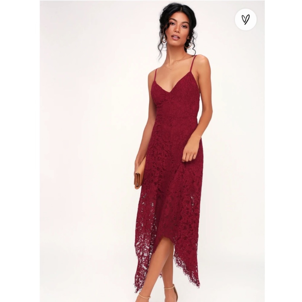 Burgundy Lace Midi Dress